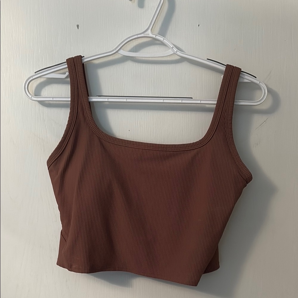 Brown Ribbed Tank Top